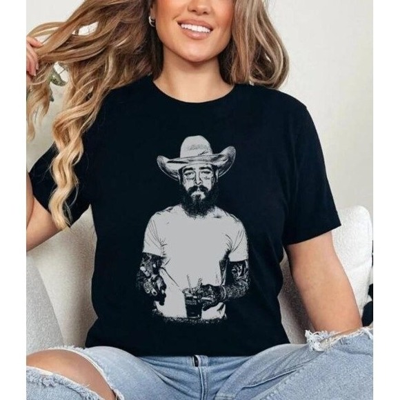 Post Malone Shirt, Cowboy Post Shirt, Western Graphic Tee - Picture 1 of 4